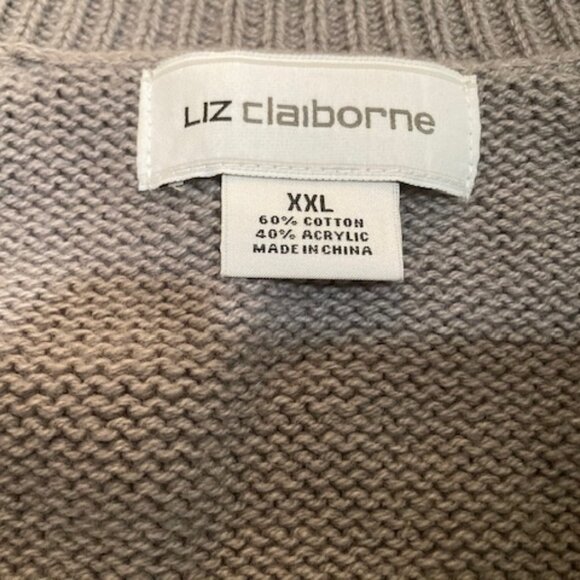 Liz Claiborne XXL Ribbed Sweater V-Neck Lace up Pullover - Picture 6 of 7